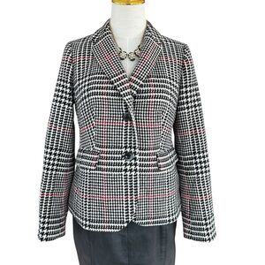 Talbots Houndstooth Plaid Wool Blend Blazer Preppy Academia Heritage Career 6P